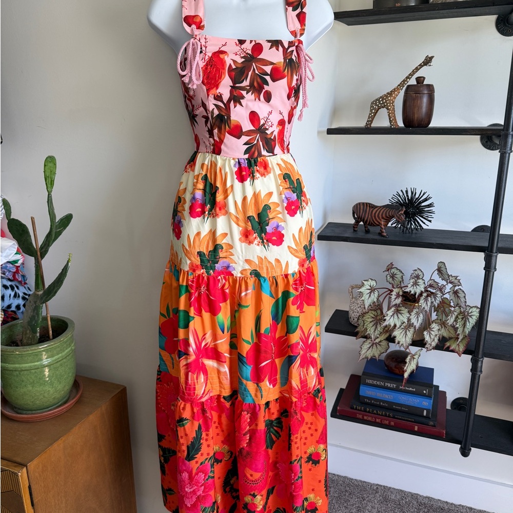 Amazon White and Red Maxi Sundress Resort Wear